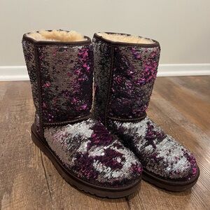 Purple and Silver Glitter UGG boots size 8